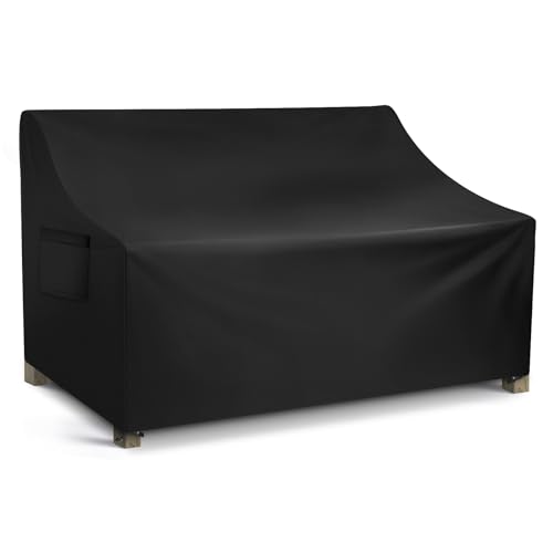 WLEAFJ Patio Sofa Cover Waterproof, 2-Seater Patio Loveseat Cover, Heavy Duty Outdoor Couch Cover, Outdoor Furniture Covers with Air Vent, 60’’ W x 34’’ D x 30’’ H - Image 1