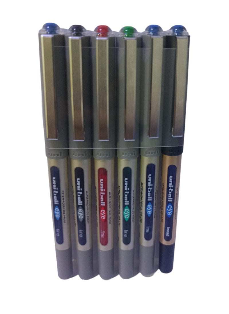 Uniball 6-Piece Liquid Ink Pen Set Multicolour  - Image 1