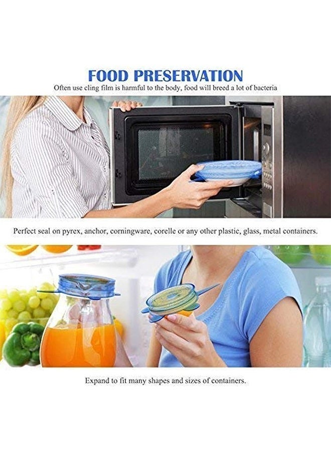JCB CHIC أغطية سيليكون قابلة للتمدد 6 قطع غطاء شفط - أغطية قابلة للتمدد بأحجام متعددة للأوعية والأكواب والأواني والعلب والبرطمانات وأغطية حافظة الطعام الطازج وأغطية قابلة للتجميد وقابلة للاستخدام في الميكروويف (3 مجموعات) - Image 3