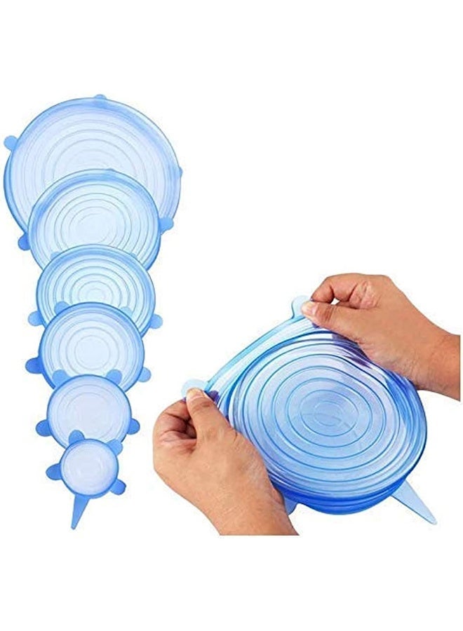 JCB CHIC أغطية سيليكون قابلة للتمدد 6 قطع غطاء شفط - أغطية قابلة للتمدد بأحجام متعددة للأوعية والأكواب والأواني والعلب والبرطمانات وأغطية حافظة الطعام الطازج وأغطية قابلة للتجميد وقابلة للاستخدام في الميكروويف (3 مجموعات) - Image 1