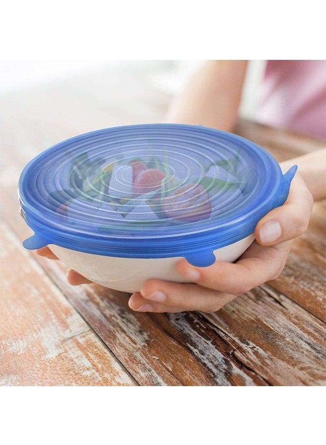 JCB CHIC أغطية سيليكون قابلة للتمدد 6 قطع غطاء شفط - أغطية قابلة للتمدد بأحجام متعددة للأوعية والأكواب والأواني والعلب والبرطمانات وأغطية حافظة الطعام الطازج وأغطية قابلة للتجميد وقابلة للاستخدام في الميكروويف (3 مجموعات) - Image 2