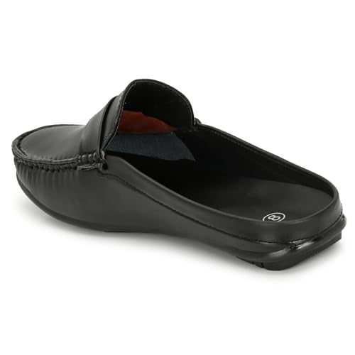 Karaddi Hand Stitched Men's Loafer 6013 Back Open Half Shoes, Suj Boy Nagra Slip On Casual Shoes for Men, Black, 6 UK/Ind - Image 5