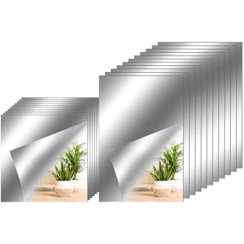 40 Flexible Mirror Sheets 6 x 9 Inch 6 x 6 Inch Self Adhesive Non Glass Shatterproof Soft Wall Sticker Plastic Peel and Stick Mirrors for Crafts Home Decor