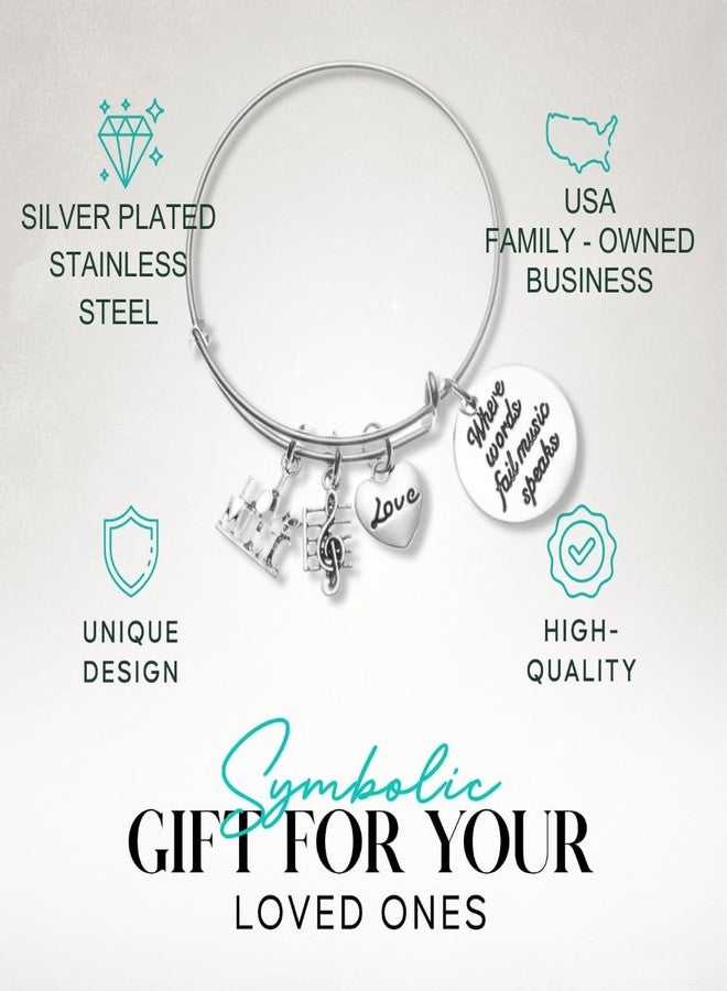 Infinity Collection Music Bracelet - Where Words Fail Music Music Speaks Jewelry Gift - Treble Clef Jewelry - Music Note-Music Lover Jewelry Gift - Image 3