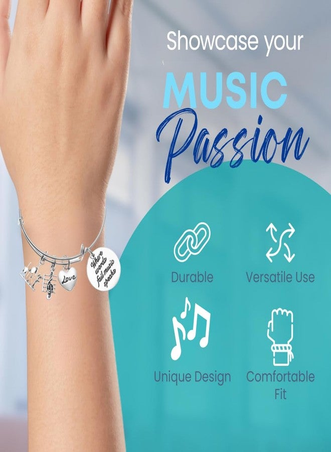 Infinity Collection Music Bracelet - Where Words Fail Music Music Speaks Jewelry Gift - Treble Clef Jewelry - Music Note-Music Lover Jewelry Gift - Image 2