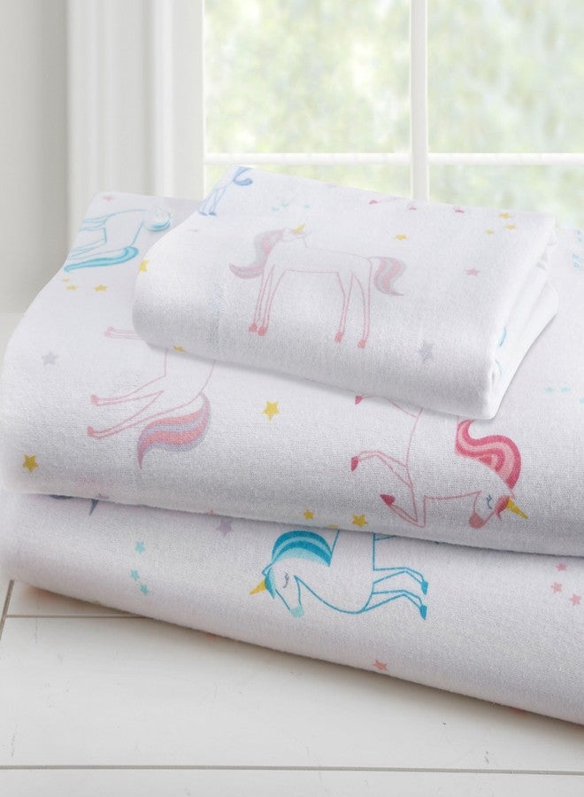 Wildkin Flannel Twin Sheet Set - 100% Cotton, Soft & Cozy Bed Sheets - Unicorn - Image 1