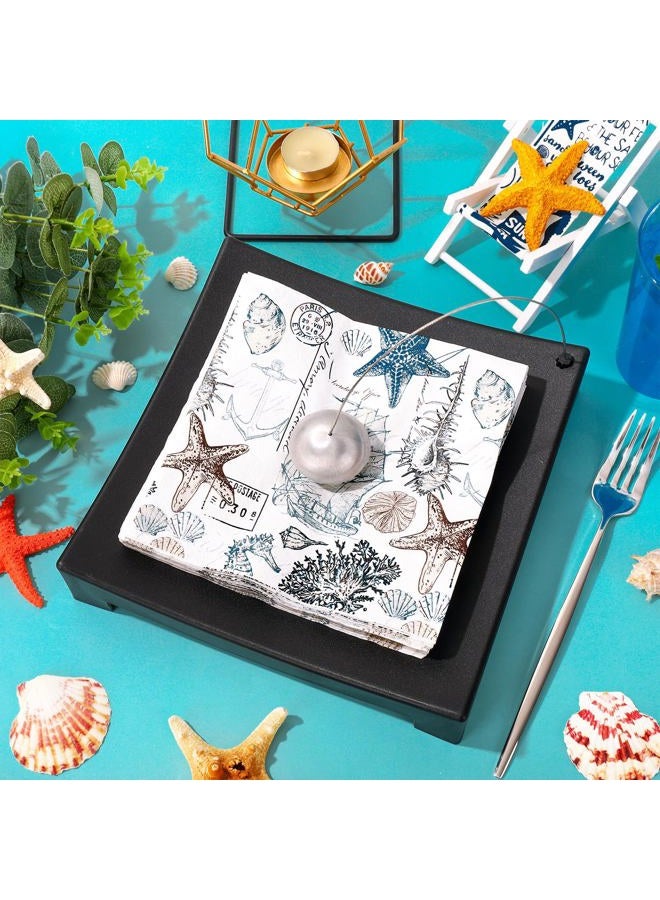 JarThenaAMCS 100Pcs Ocean Paper Napkins Sea Shell Starfish Disposable Napkins Nautical Coastal Decorative Luncheon Dinner Napkins for Summer Wedding Birthday Party Supplies Table Decor - Image 3