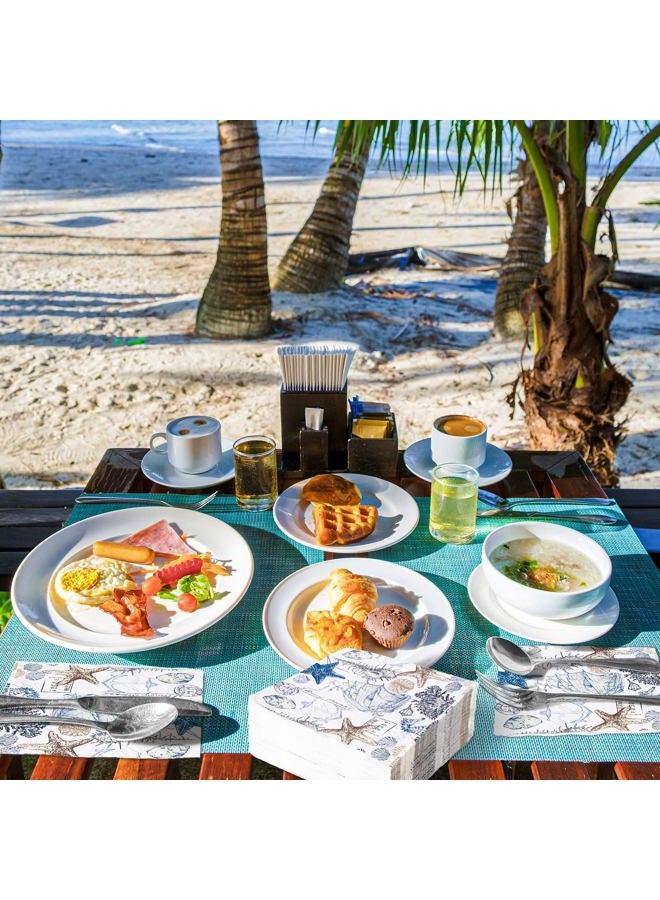 JarThenaAMCS 100Pcs Ocean Paper Napkins Sea Shell Starfish Disposable Napkins Nautical Coastal Decorative Luncheon Dinner Napkins for Summer Wedding Birthday Party Supplies Table Decor - Image 5