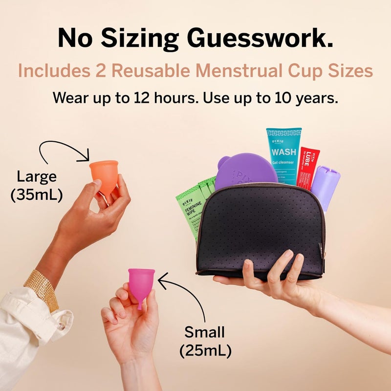 Pixie Cup Pixie Menstrual Cup Kit - Best Period Cup Starter Kit for Feminine Care - Proven to Be What You Need to Become A Successful Cup User - 100% Medical-Grade Silicone - Tampon Alternative - Image 2