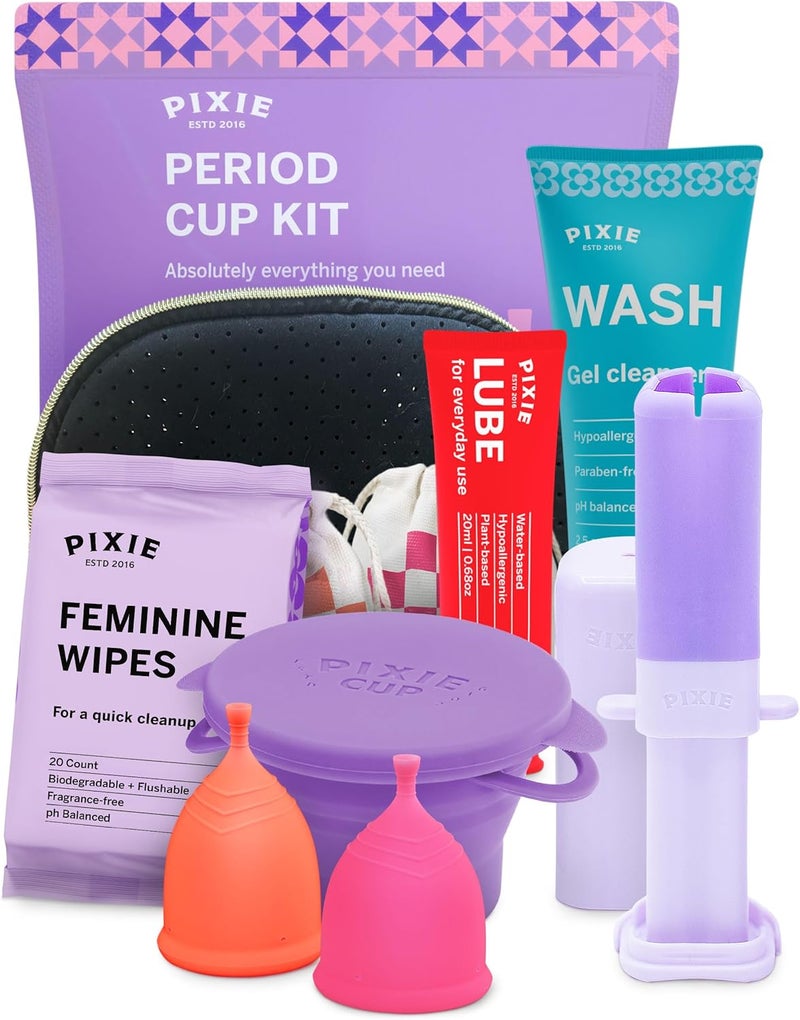 Pixie Cup Pixie Menstrual Cup Kit - Best Period Cup Starter Kit for Feminine Care - Proven to Be What You Need to Become A Successful Cup User - 100% Medical-Grade Silicone - Tampon Alternative - Image 1