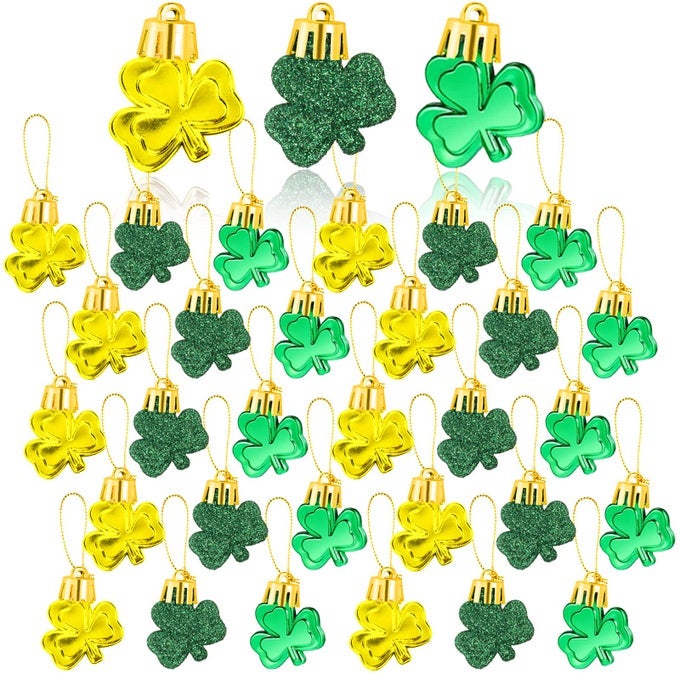 St Patricks Day Decorations Shamrock Ornaments 30pcs St Patricks Day Tree Ornaments Clover Baubles for Irish Lucky St Patricks Day Home Table Tree Party Hanging Decorations