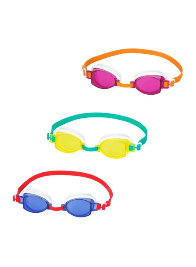 Bestway Bestway Aqua Burst Essential Swimming Goggles, UV Protection, Anti-Fog Polycarbonate Lenses, Adjustable Silicone Strap, Leak-Resistant Swim Goggles for Kids Ages 7+, Assorted Colors