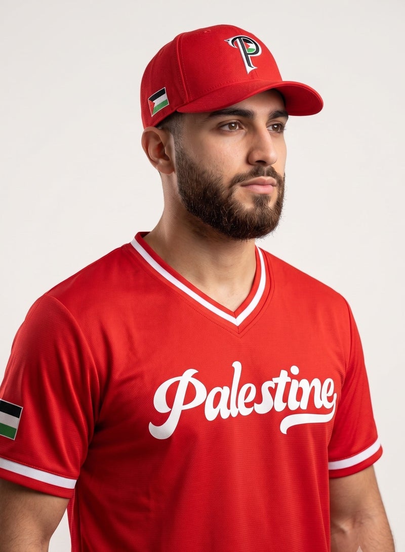 البيسبول يونايتد قميص فلسطين الوطني للبيسبول للرجال بياقة على شكل حرف - Image 2