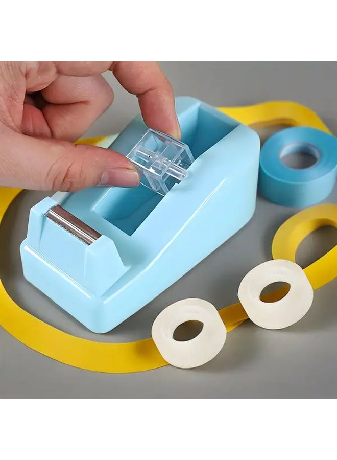 Yellow Blue Tape Dispenser With Two Rolls And Replacement Invisible Tape For Office Desk - Image 5