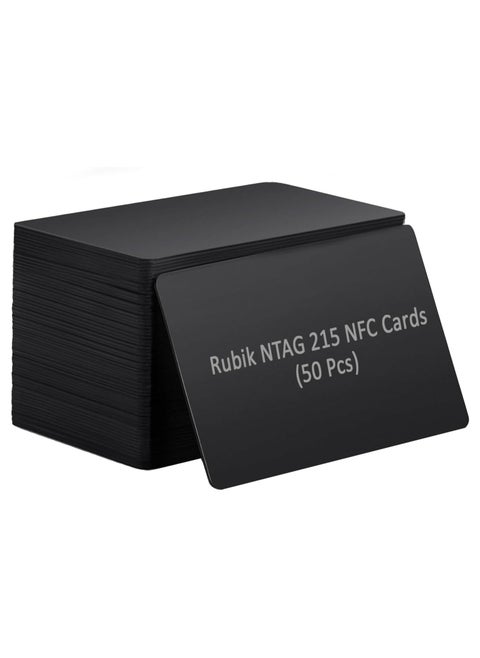 NFC NTAG215 PVC Cards, 504 Bytes Programmable Memory, NFC 215 Chip Business Cards Compatible with NFC Enabled Devices - Black (50)