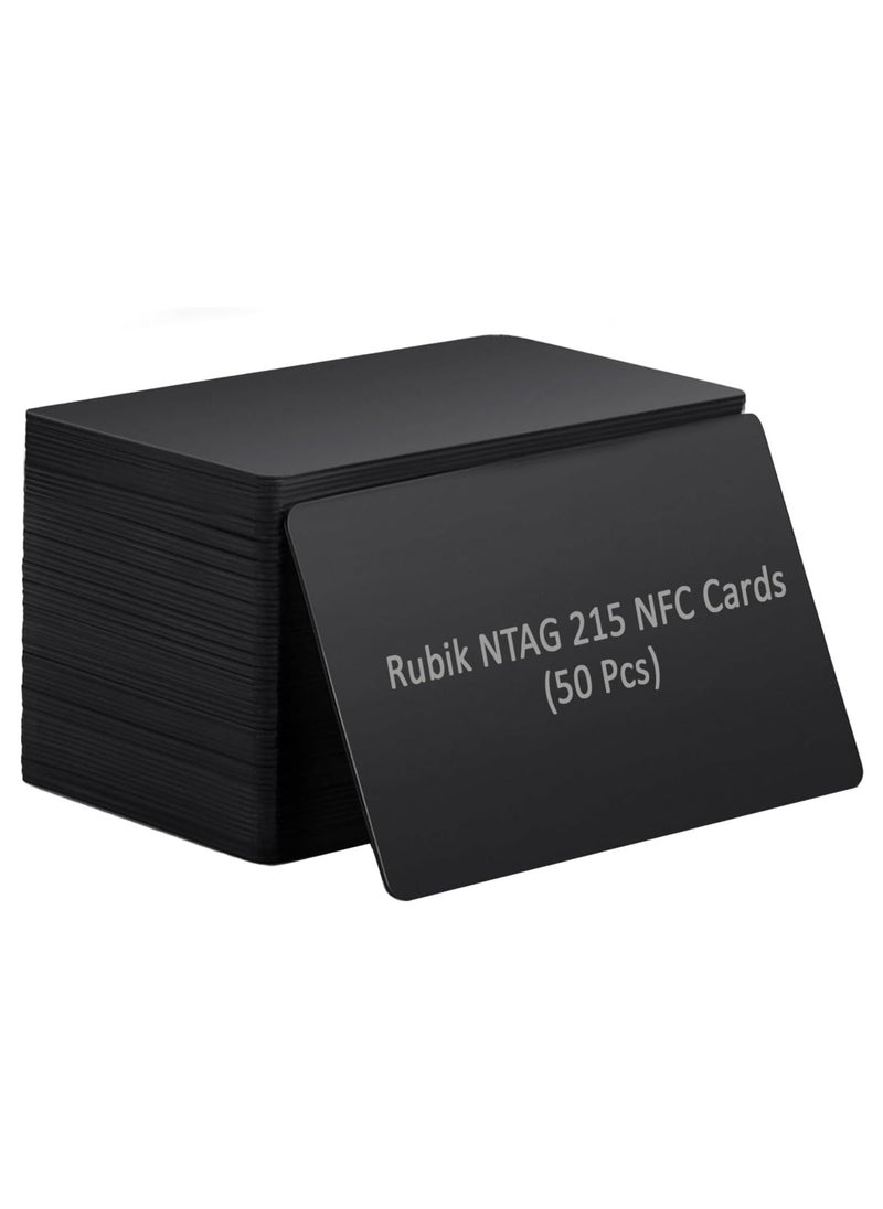Rubik NFC NTAG215 PVC Cards, 504 Bytes Programmable Memory, NFC 215 Chip Business Cards Compatible with NFC Enabled Devices - Black (50)  - Image 1