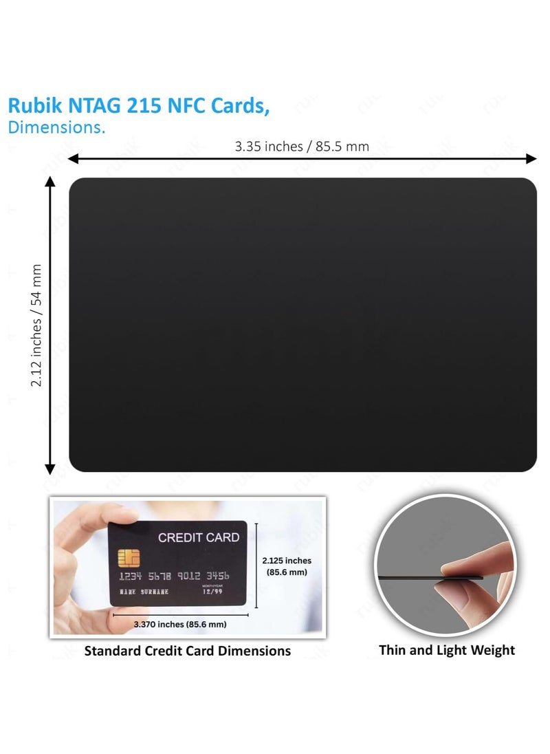 Rubik NFC NTAG215 PVC Cards, 504 Bytes Programmable Memory, NFC 215 Chip Business Cards Compatible with NFC Enabled Devices - Black (50)  - Image 4