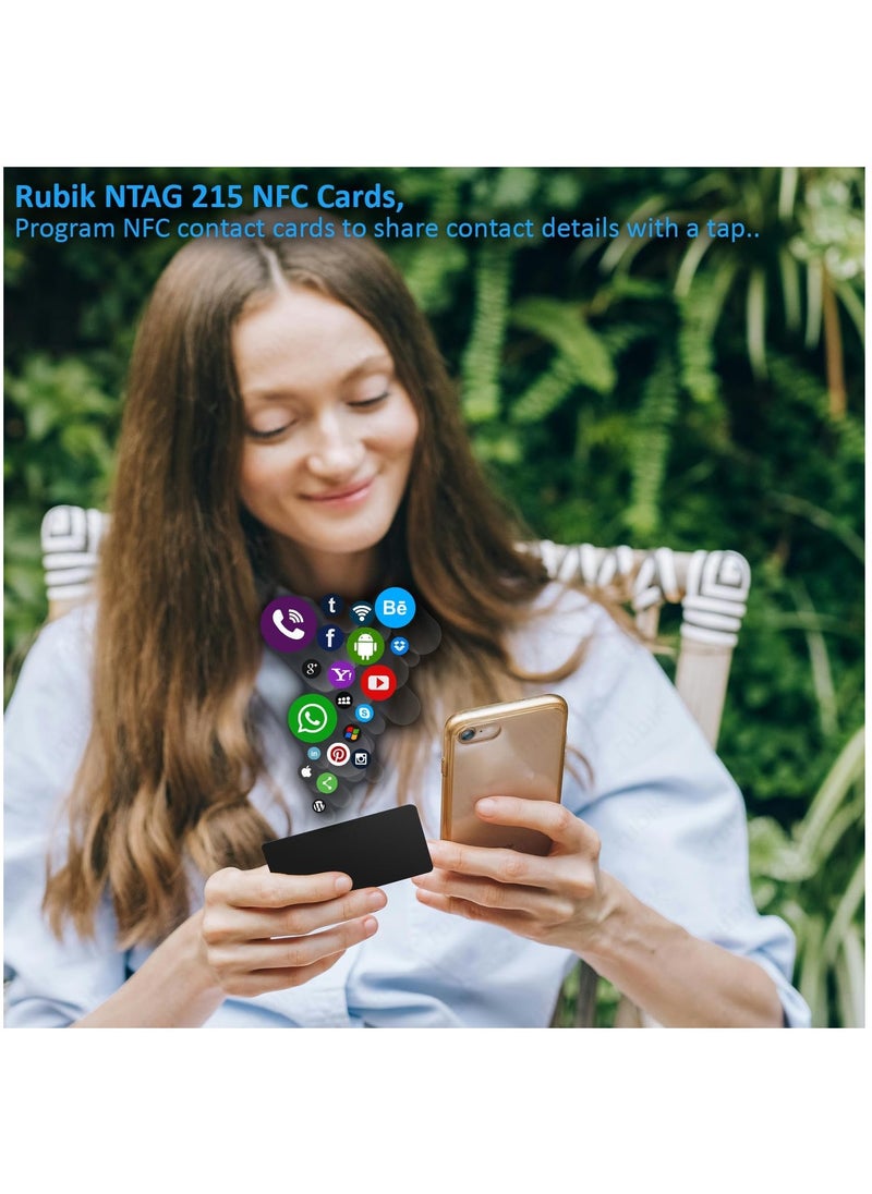 Rubik NFC NTAG215 PVC Cards, 504 Bytes Programmable Memory, NFC 215 Chip Business Cards Compatible with NFC Enabled Devices - Black (50)  - Image 3