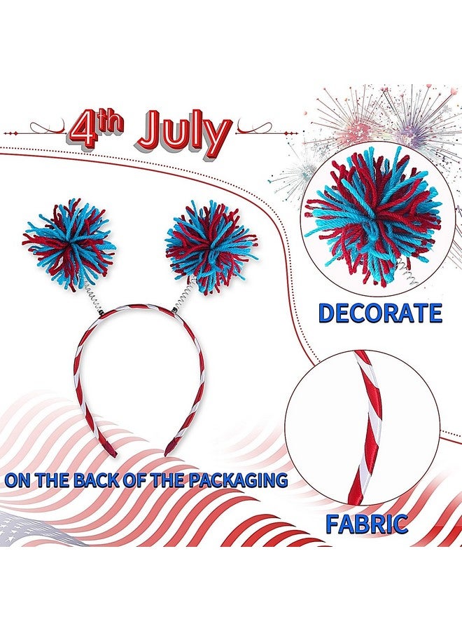 MANGOIT 4Th Of July Pom Headband Independence Day Head Bopper Pom Party Headbands National Memorial Day Headbands Patriotic Headbands For Kids Adult Women Girls' Costume Accessories - Image 4