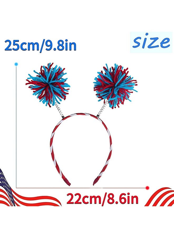 MANGOIT 4Th Of July Pom Headband Independence Day Head Bopper Pom Party Headbands National Memorial Day Headbands Patriotic Headbands For Kids Adult Women Girls' Costume Accessories - Image 3