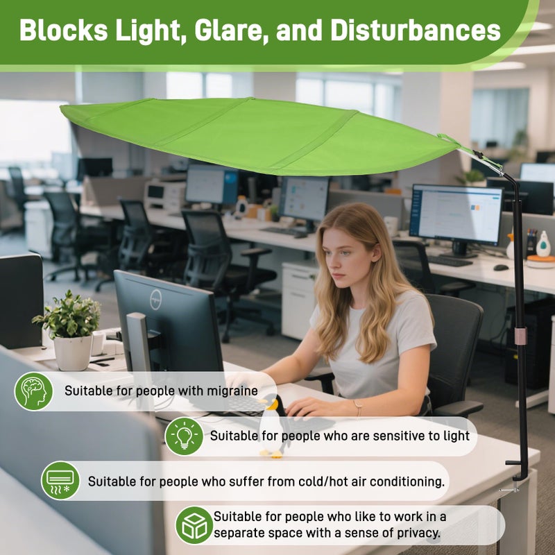 P Polerden Green Leaf Office Cubicle Light Shield and Desk Shade (Cubicle Shade) â€“ Adjustable, UV-Resistant â€“ Blocks Overhead Light, Glare and AC Airflow, Ideal for Light Sensitive Workers - Image 2