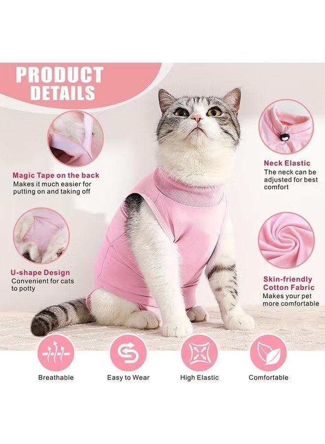 Happy D Cat Surgery Recovery Suit Kitten Onesie for Cats After Surgery Female Breathable Kitty Spay Suit for Abdominal Wound Skin Diseases E-Collar Alternative Wear(Pink,L) - Image 3