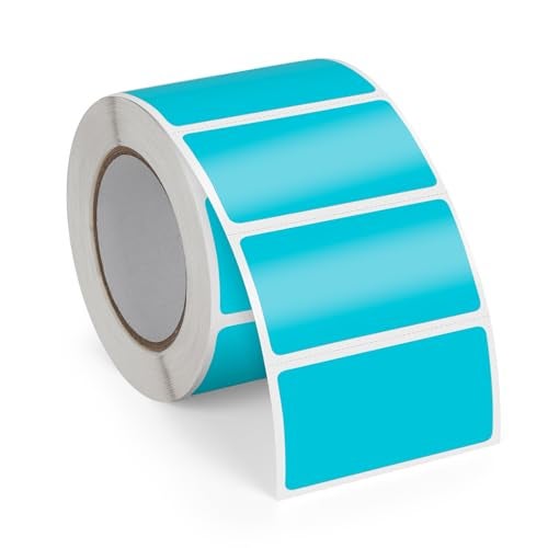 FINDAT 2×1 Inch Vinyl Thermal Labels Blue Rectangle Waterproof Direct Printer Stickers Color Self-Adhesive File Folder Label for Name Logo DIY Barcodes Office Address 500 PCS - Image 1