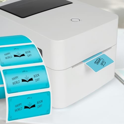FINDAT 2×1 Inch Vinyl Thermal Labels Blue Rectangle Waterproof Direct Printer Stickers Color Self-Adhesive File Folder Label for Name Logo DIY Barcodes Office Address 500 PCS - Image 2