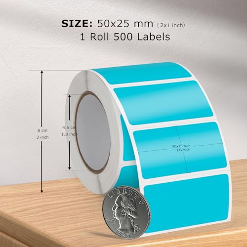 FINDAT 2×1 Inch Vinyl Thermal Labels Blue Rectangle Waterproof Direct Printer Stickers Color Self-Adhesive File Folder Label for Name Logo DIY Barcodes Office Address 500 PCS - Image 5