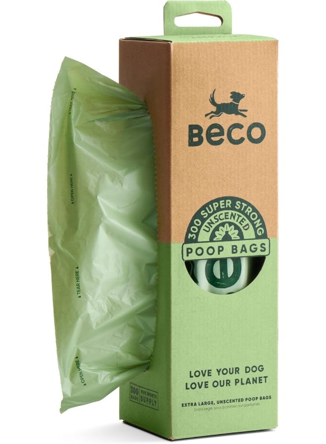 BECO أكياس بيوكو سوبر سترونغ وكبيرة لفضلات الحيوانات | أكياس فضلات الكلاب بدون رائحة | 300 لفة XL | موزع على شكل علبة مناديل - Image 1
