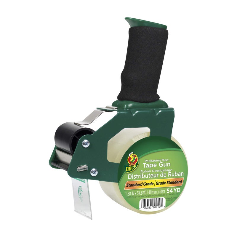 Duck Brand Tape Gun with Pistol Grip Handle Compatible with 3 Core Packing Tape Refill Rolls up to 2 Inches Wide 188 Inch x 546 Yards Clear 669332