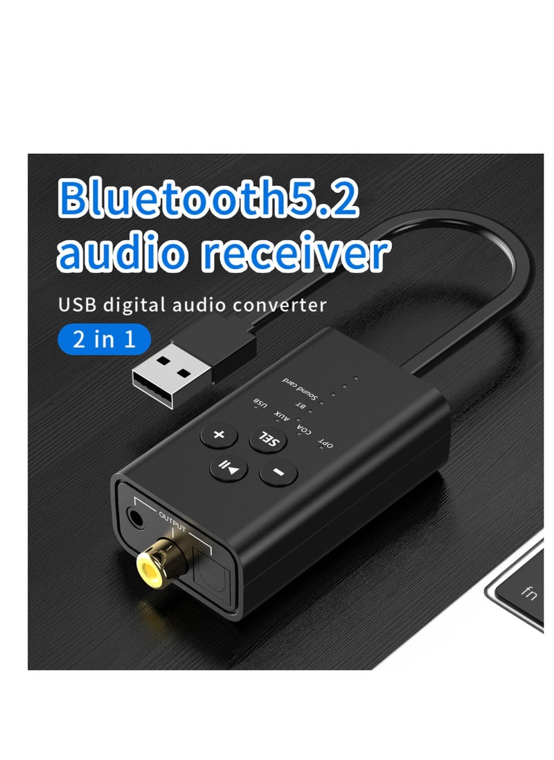 SYOSI - Digital Audio Converter，USB & Bluetooth 5.2 to TOSLINK Optical/Coaxial and 3.5mm AUX Audio Adapter, for TV,PS5,PS4,PC,Laptop,Smartphone to Sound Box,Amplifier or Home Theater - Image 1