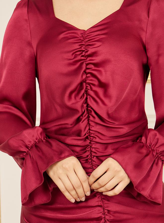 Styli Satin Ruched Dress  - Image 4