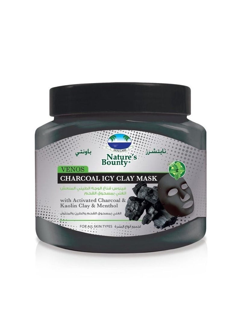 قناع الوجه من طين فينوس من ناتشرز باونتي بالفحم الجليدي - قناع إزالة السموم للتنظيف العميق والتبريد للبشرة المشعة (300 مل)