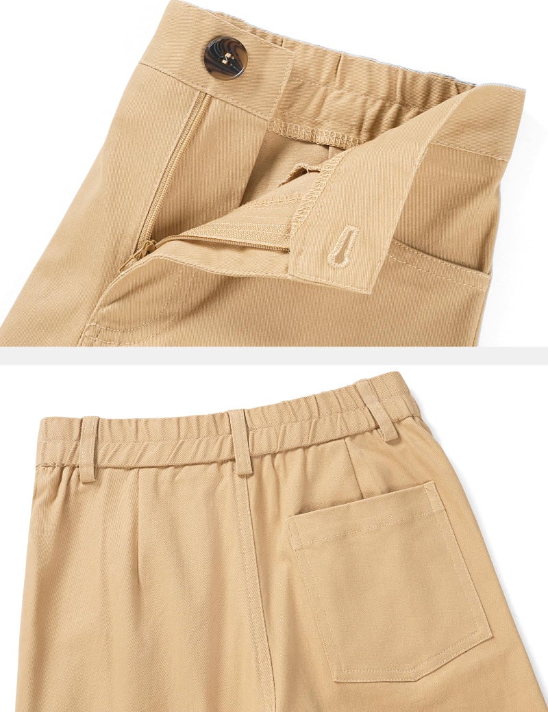 KEREDA Girls School Uniform Slim Fit Pants with Pockets, Elastic Waist, School Skinny Pants for Teen Girls Clothes 11-12 Years Khaki - Image 5
