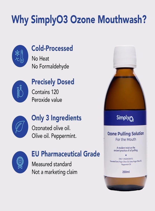 Simply O3 100% Natural Ozone Olive Oil Pulling, Ozone Mouthwash with Pepermint Oil Solution for Teeth and Gums 100% Natural (16.9 oz - Image 2