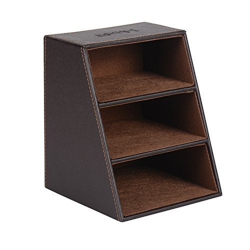 I-MART PU Leather Remote Control Holder Organizer with 3 Compartments, Stylish TV Remote Holder Caddy for Desk Nightstand Coffee Table and Media Accessory Storage (Brown) - Image 2
