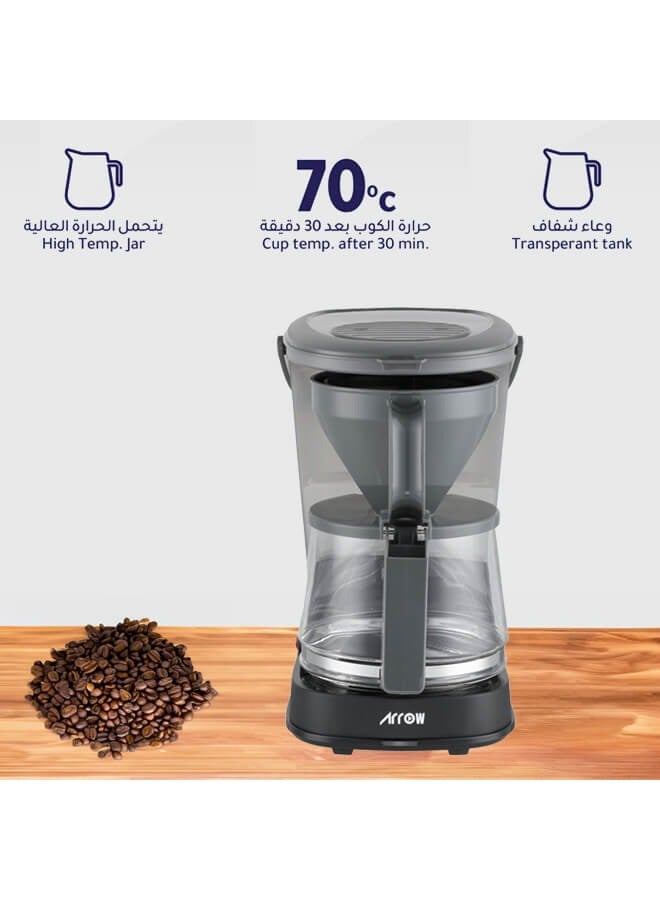 ارو ماكينة صنع القهوة بسعة 1.2 لتر - باللونين الأسود والرمادي الداكن - RO-125CMD - Image 5