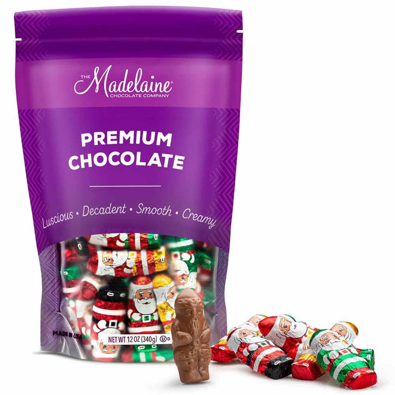 Madelaine Premium Milk Chocolate Mini Santas Novelty Christmas Candy - Stocking Stuffers & Holiday Treats - Individually Wrapped - 12 Oz - Image 1