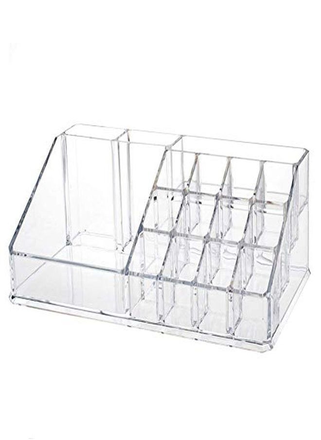 INOVERA (LABEL) - Plastic 16 Compartment Cosmetic Makeup Lipstick Storage Organizer Box ,Transparent ( 21.2L X 12.5W X 7.8H) - Image 1