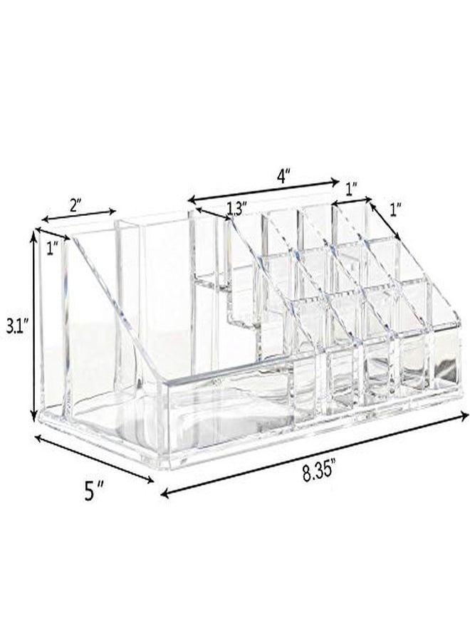 INOVERA (LABEL) - Plastic 16 Compartment Cosmetic Makeup Lipstick Storage Organizer Box ,Transparent ( 21.2L X 12.5W X 7.8H) - Image 1