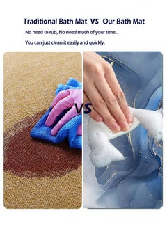 Gerenic Diatomaceous Earth Bath Door Floor Mat, Super Absorbent Non-Slip Shower Rug, Quick Drying Carpet to keep Bathroom Tub, Toilet Dry & Clean– Marbling Blue (60*90cm)  - Image 4