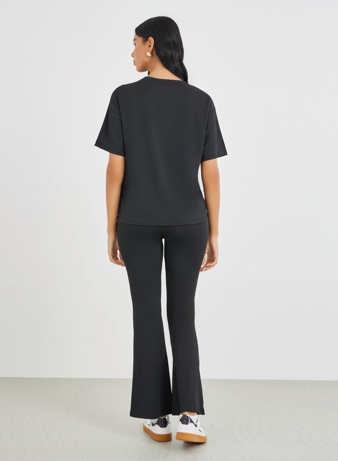 Take Two Slogan Printed T-Shirt and Flared Leggings Co-Ords - Image 5