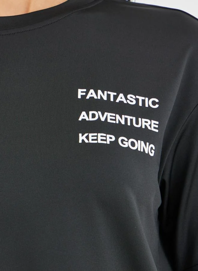 Take Two Slogan Printed T-Shirt and Flared Leggings Co-Ords