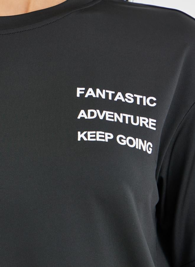 Take Two Slogan Printed T-Shirt and Flared Leggings Co-Ords - Image 3