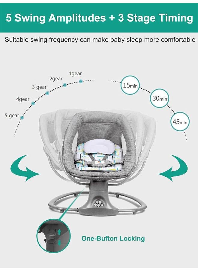 Electric Baby Swing & Cradle with Bluetooth Music – Grey - Image 3