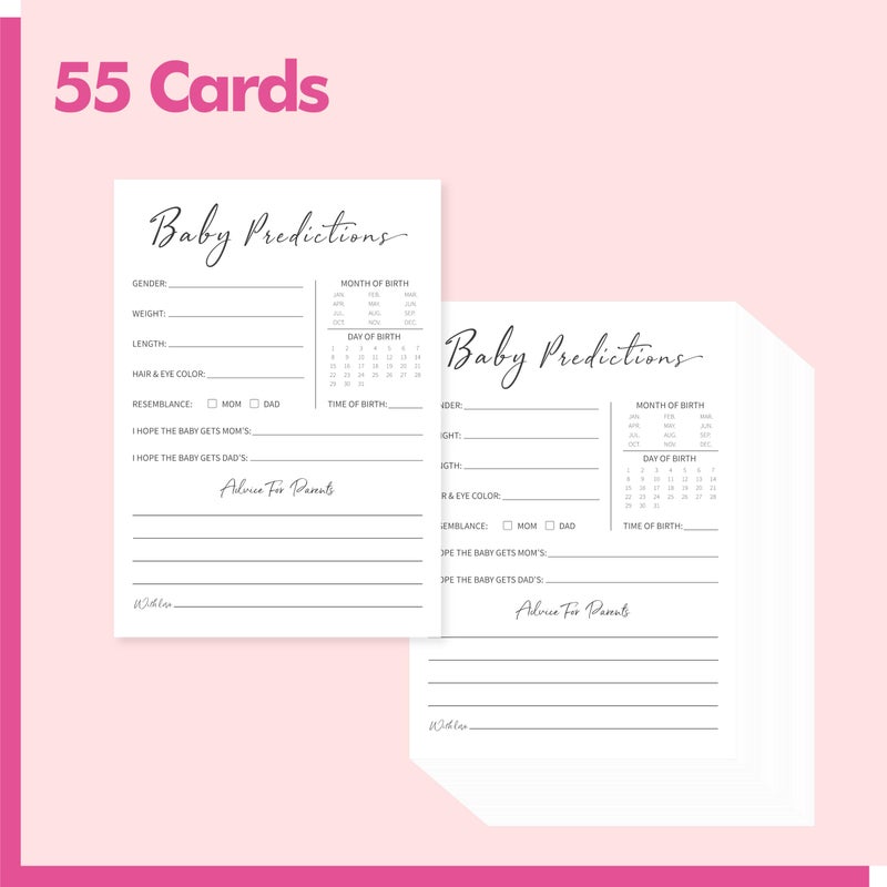 Gethelud 55PCS Baby Predictions and Advice Cards, Double Sided Baby Shower Decorations Cards Wishes to baby for Parents (White) - Image 2