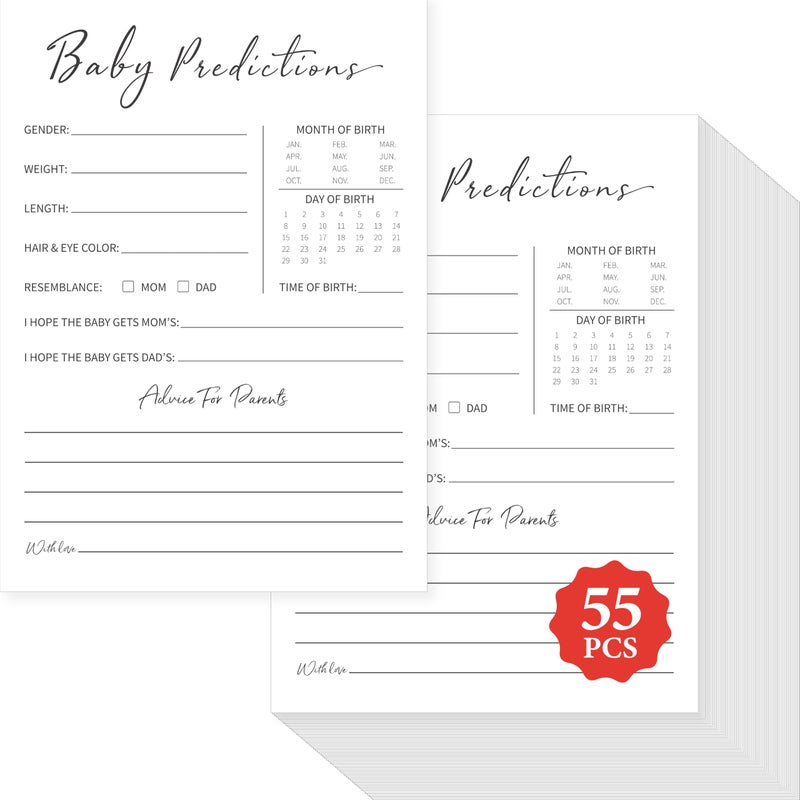 Gethelud 55PCS Baby Predictions and Advice Cards, Double Sided Baby Shower Decorations Cards Wishes to baby for Parents (White) - Image 1