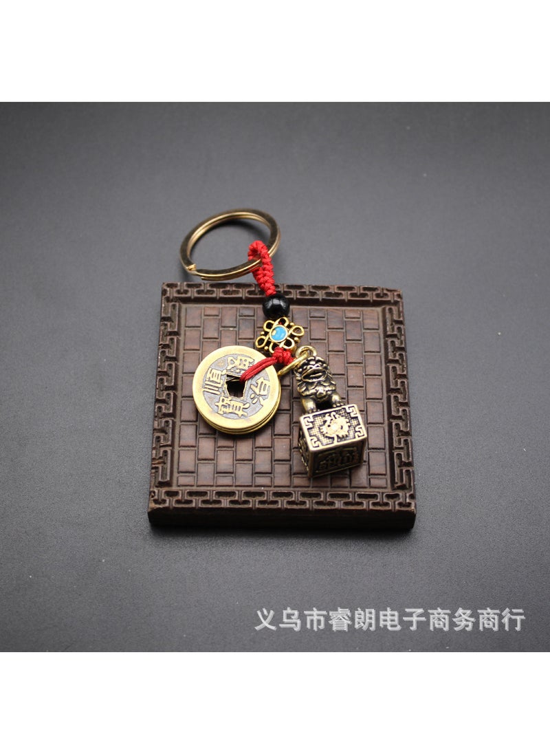 Generic - Brass brave seal lion seal keychain small pendant desktop ornaments monkey turtle spot wholesaleLion seal (five Emperor money hanging buckle) Lion seal (five Emperor money hanging buckle) - Image 1