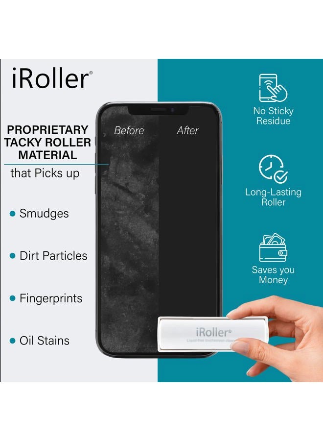 iRoller Phone Screen Cleaner - - Portable Touchscreen Cleaning Tool for Smartphone & iPad, Laptop Computer Monitor- Reusable & Washable - No Residue, Removes Smears & Smudges - 3.5" - Image 3